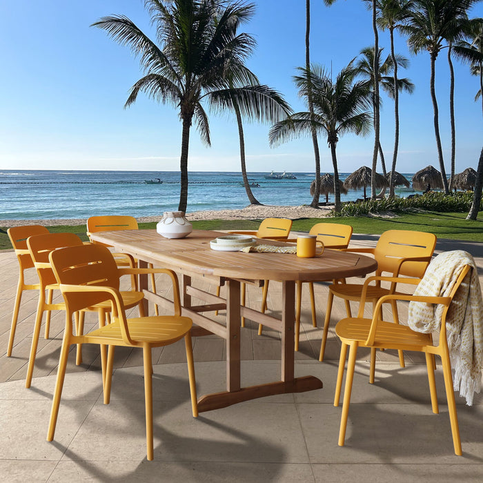 Ensemble table et 8 fauteuils de table jaune Sumset