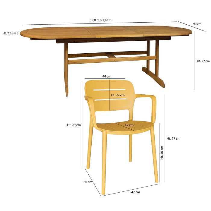 Ensemble table et 8 fauteuils de table jaune Sumset