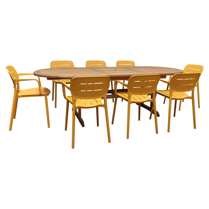 Ensemble table et 8 fauteuils de table jaune Sumset