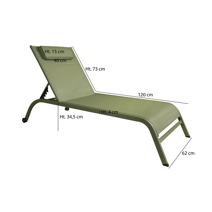 Lot de 2 chaises longue Napoli en acier et textilène vert