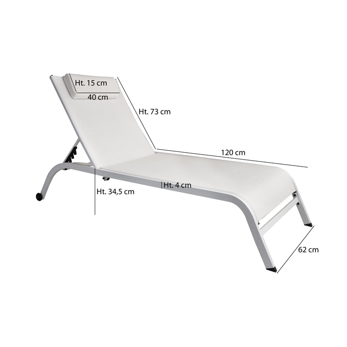 Lot de 2 chaises longue Napoli en acier et textilène blanc