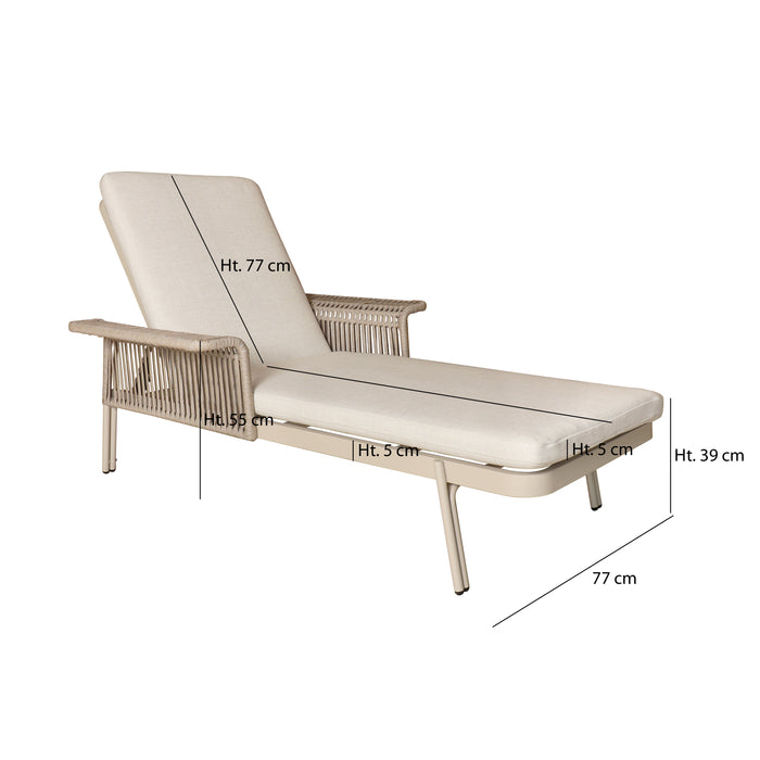 Lot de 2 chaises longues Figari en aluminium sable avec tissu oléfine