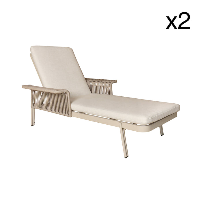 Lot de 2 chaises longues Figari en aluminium sable avec tissu oléfine