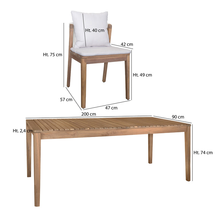 Ensemble de jardin Fidji avec 8 chaises en bois d’acacia