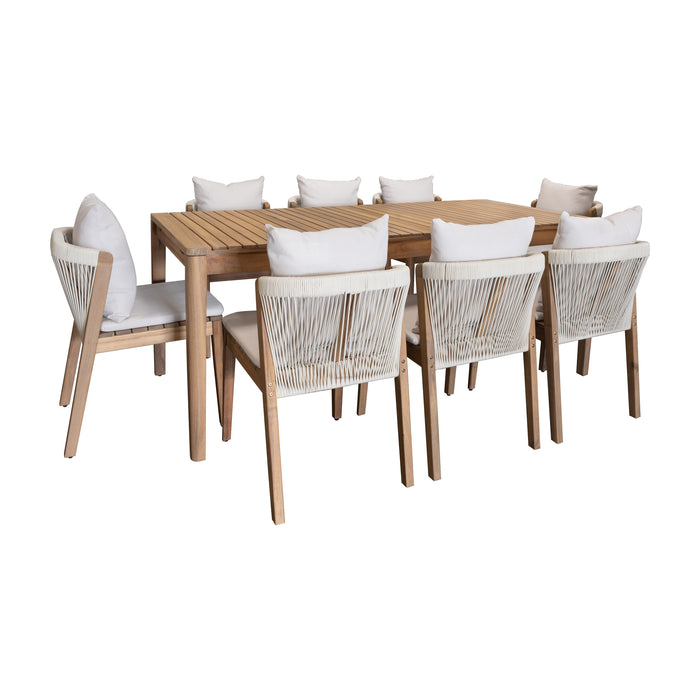 Ensemble de jardin Fidji avec 8 chaises en bois d’acacia