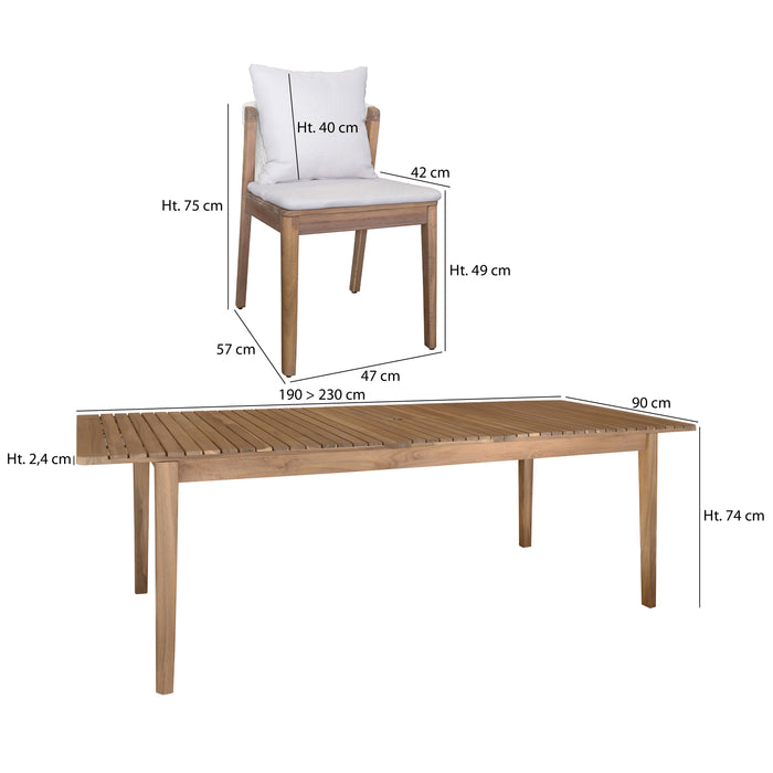 Ensemble de jardin Fidji avec 10 chaises en bois d’acacia