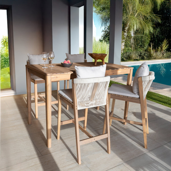 Ensemble Fidji table haute et 2 chaises en bois d'acacia