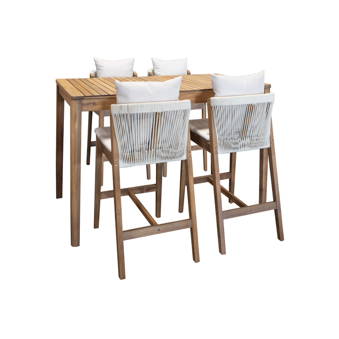 Ensemble Fidji table haute et 2 chaises en bois d'acacia